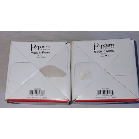 Vtg Christmas Cups (2) Potpourri Designs Santa Mug-An Arctic Cmas 1994 CoffeeCup - Picture 5 of 12